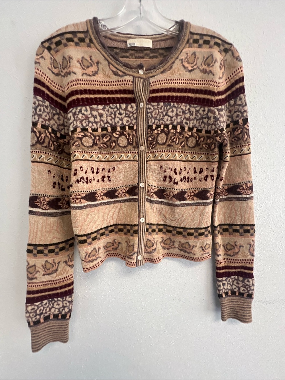 Ulla Johnson Beige Multicolor Striped Patterned Cardigan